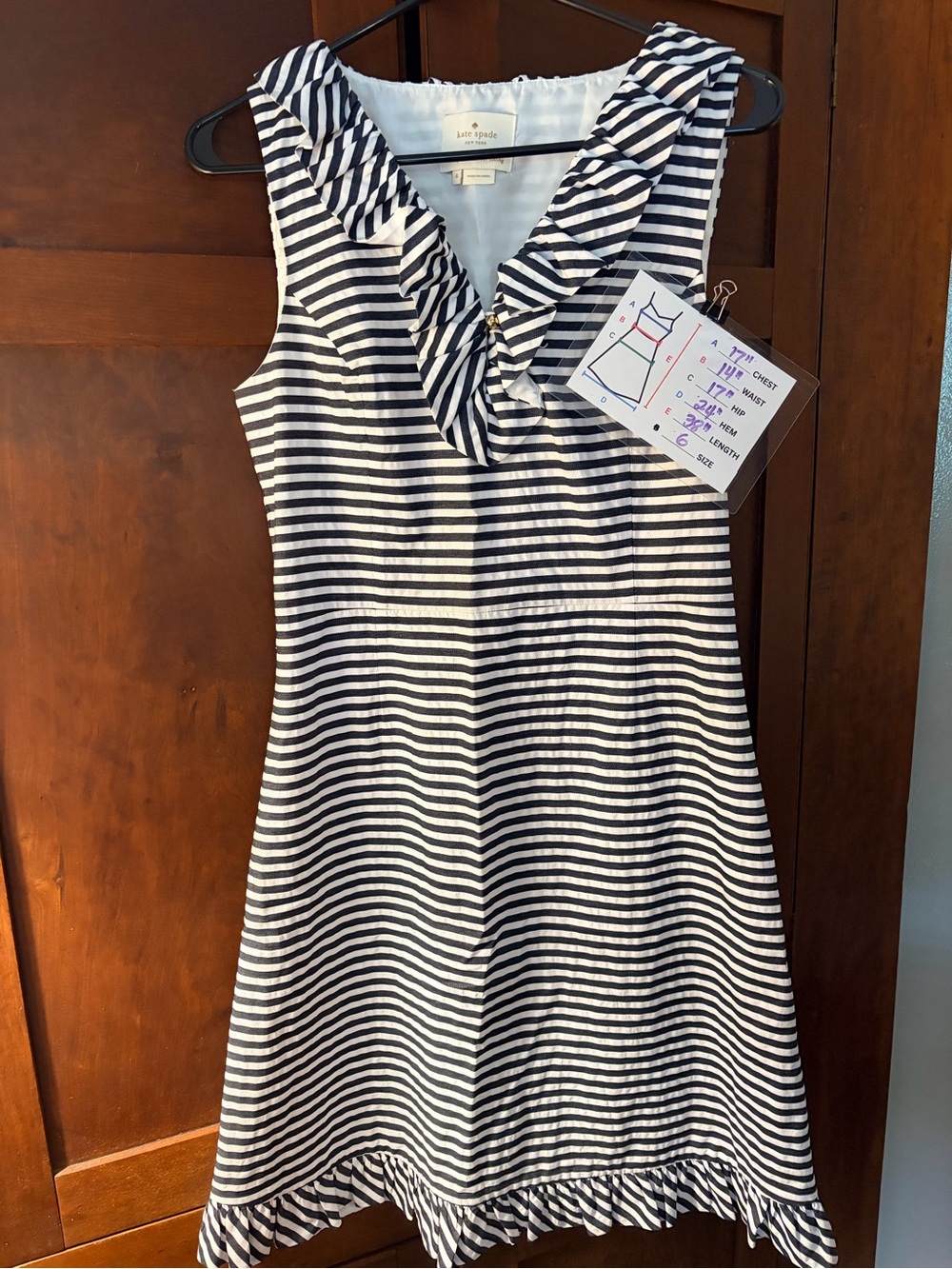 Kate Spade New York Striped Navy and White Midi Dress